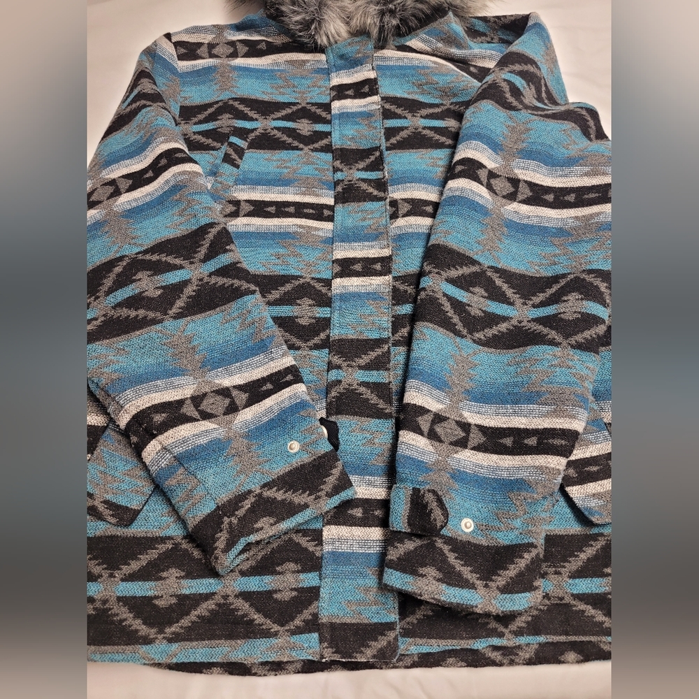 Outback Trading Co Myra Aztec Womens Jacket With Faux Fur Lined Hood Size XL - Picture 4 of 10